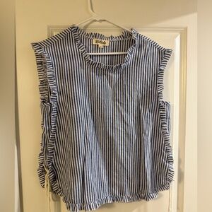 Women’s sleeveless blue and white striped blouse size S. EUC